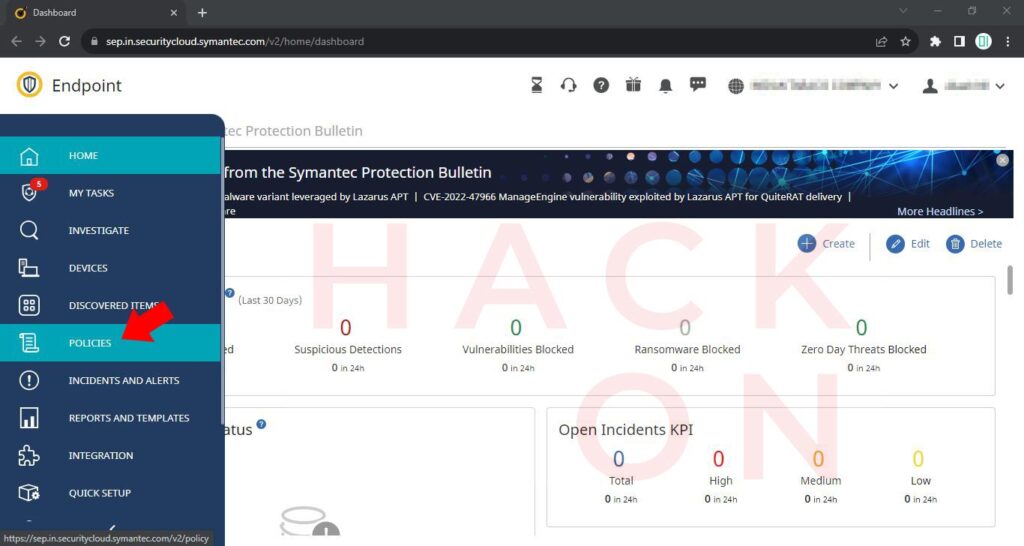 Symantec Endpoint Security Cloud Console DistrHACKtion