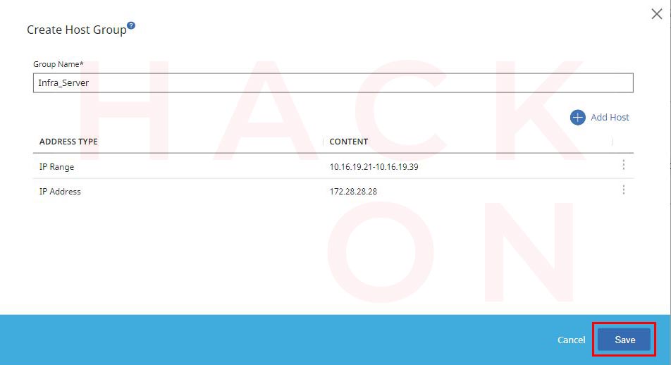 Create Host Group_Click Save